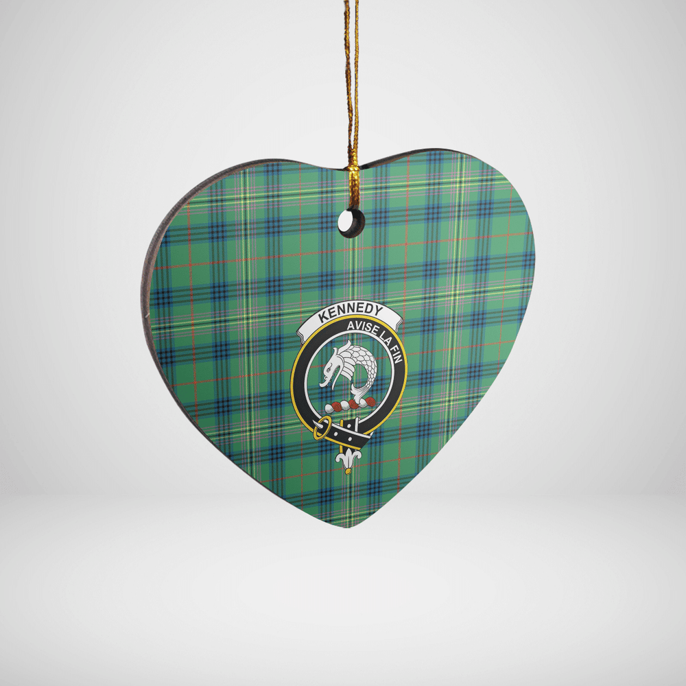 Clan Kennedy Ancient Tartan Crest Heart Ceramic Ornament JY58 Kennedy Ancient Tartan Tartan Christmas