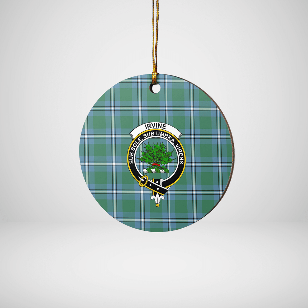 Clan Irvine Tartan Crest Round Ceramic Ornament YJ84 Irvine Tartan Tartan Christmas