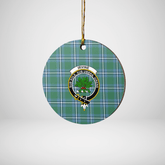 Clan Irvine Tartan Crest Round Ceramic Ornament YJ84 Irvine Tartan Tartan Christmas