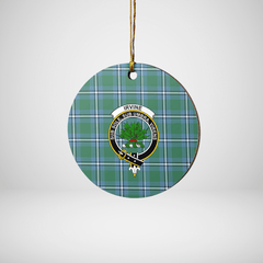 Clan Irvine Tartan Crest Round Ceramic Ornament YJ84 Irvine Tartan Tartan Christmas