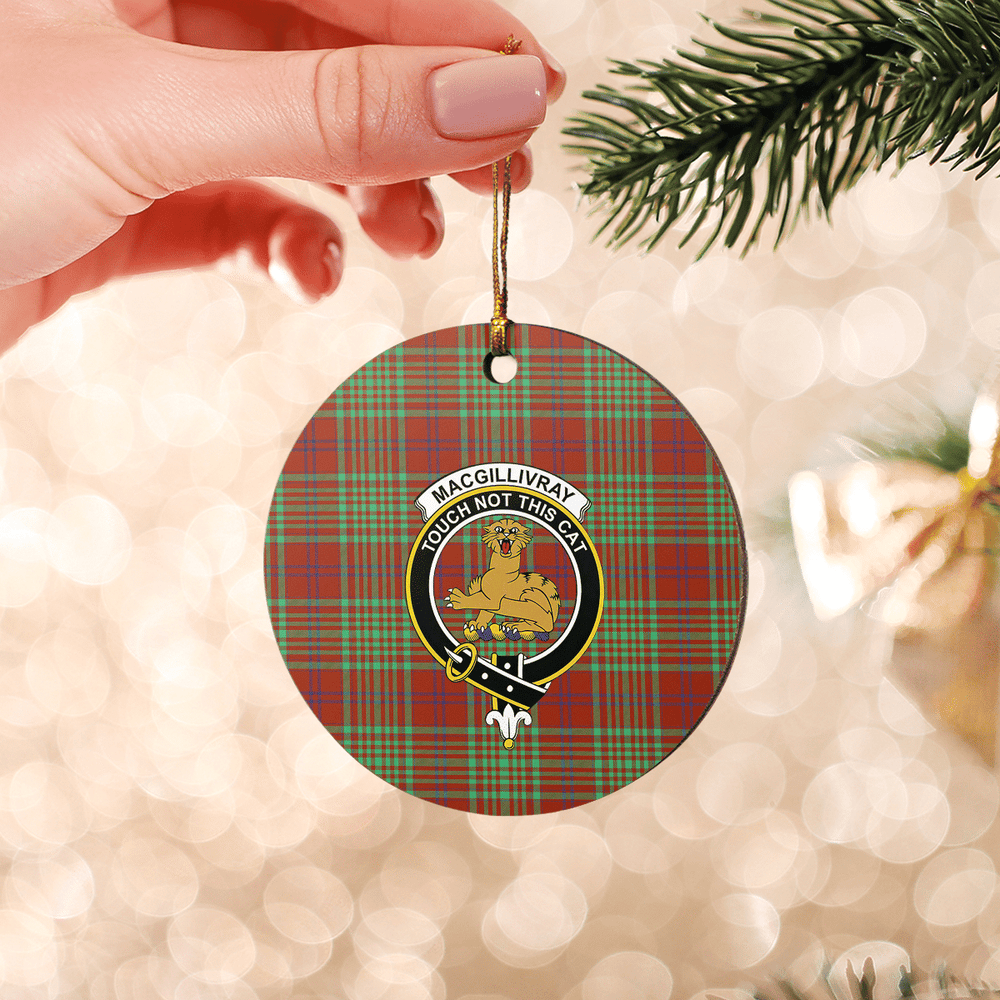 Clan MacGillivray Hunting Ancient Tartan Crest Round Ceramic Ornament UY64 MacGillivray Hunting Ancient Tartan Tartan Christmas