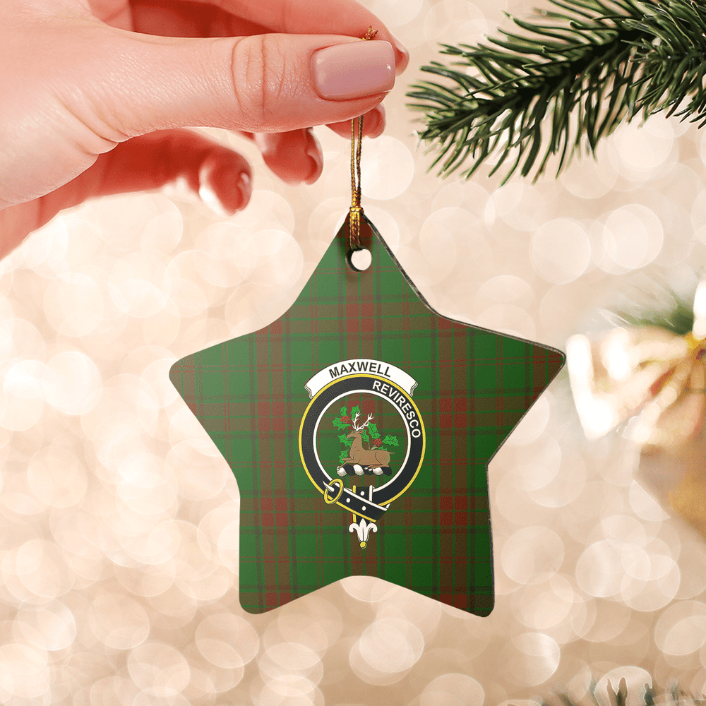 Clan Maxwell Hunting Tartan Crest Star Ceramic Ornament AK73 Maxwell Hunting Tartan Tartan Christmas