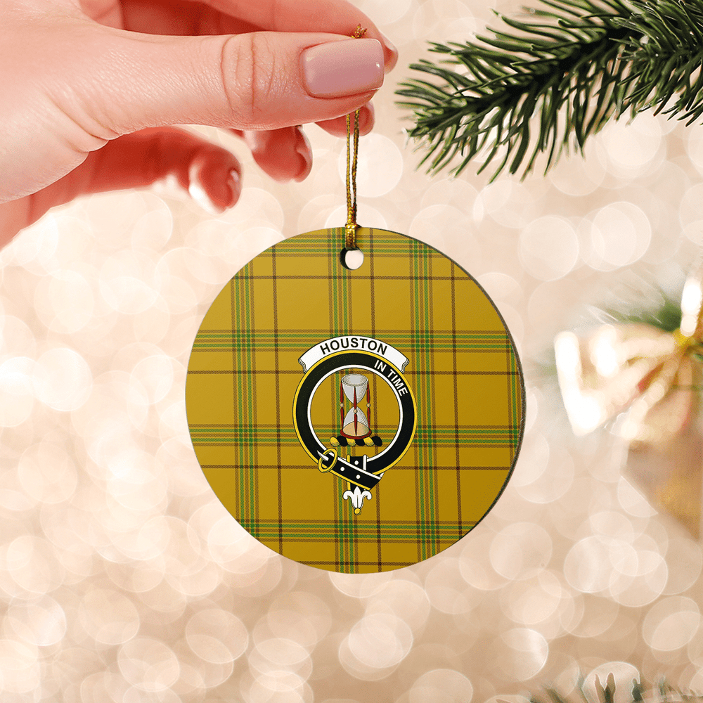 Clan Houston Tartan Crest Round Ceramic Ornament SD93 Houston Tartan Tartan Christmas