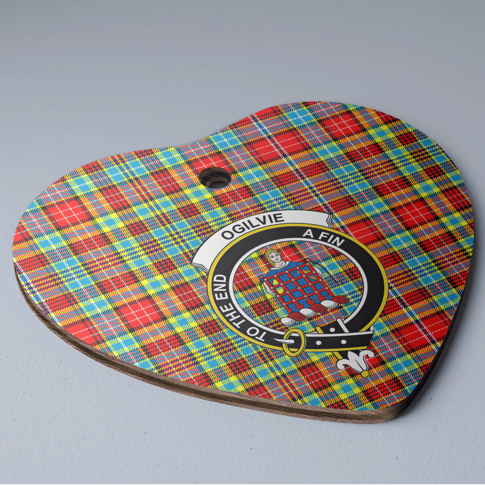 Clan Ogilvie Tartan Crest Heart Ceramic Ornament PQ36 Ogilvie Tartan Tartan Christmas