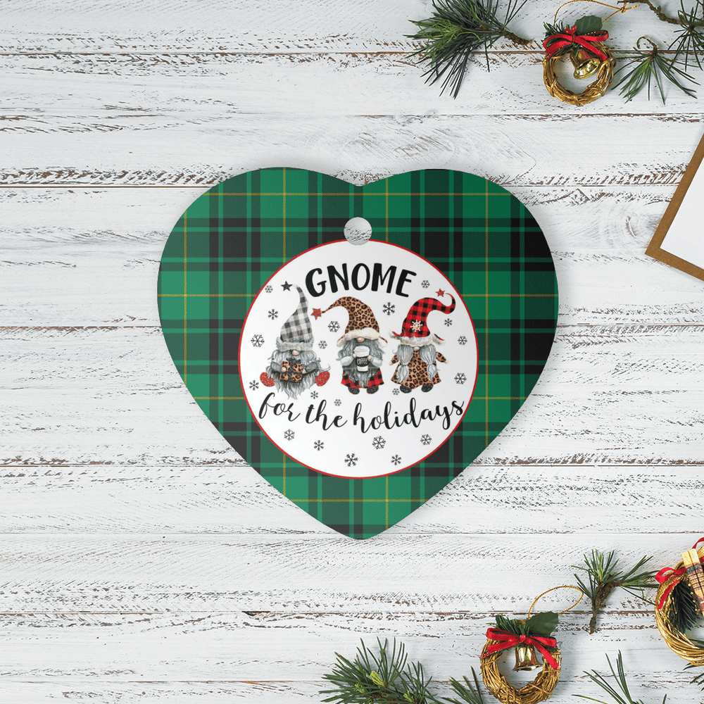 Clan MacArthur Ancient Tartan Tartan Crest Gnome Heart Ceramic Ornament PY87 MacArthur Ancient Tartan Tartan Christmas