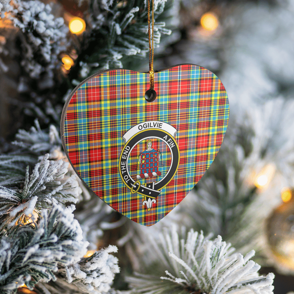 Clan Ogilvie Tartan Crest Heart Ceramic Ornament PQ36 Ogilvie Tartan Tartan Christmas