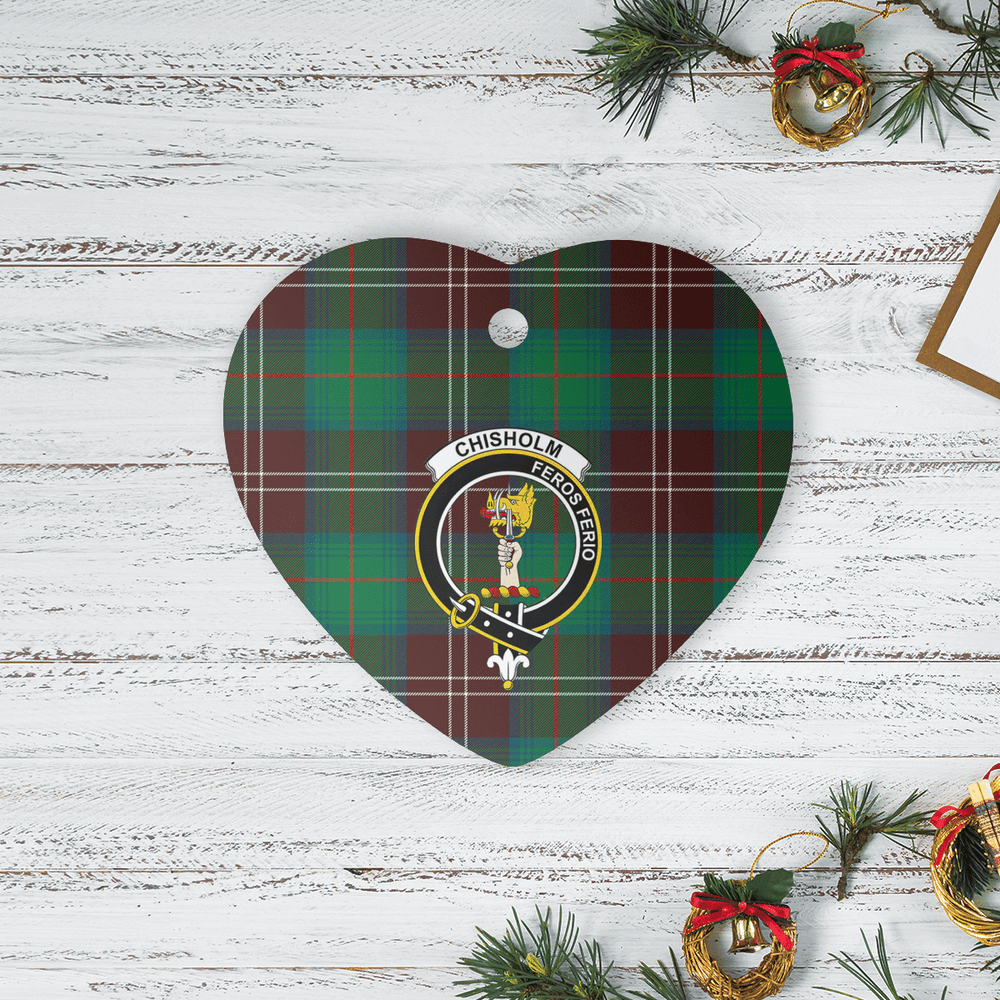 Clan Chisholm Hunting Ancient Tartan Crest Heart Ceramic Ornament TK73 Chisholm Hunting Ancient Tartan Tartan Christmas
