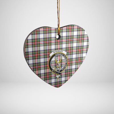 Clan Stewart Dress Modern Tartan Crest Heart Ceramic Ornament