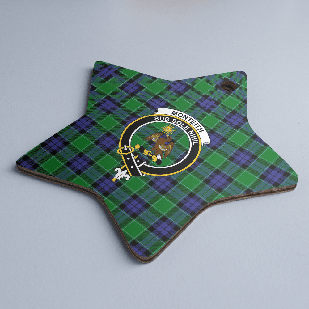 Clan Monteith Tartan Crest Star Ceramic Ornament IR86 Monteith Tartan Tartan Christmas
