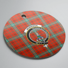 Clan Morrison Red Ancient Tartan Crest Round Ceramic Ornament BC12 Morrison Red Ancient Tartan Tartan Christmas