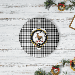 Clan Scott Black & White Modern Tartan Crest Round Ceramic Ornament CI81 Scott Black & White Modern Tartan Tartan Christmas