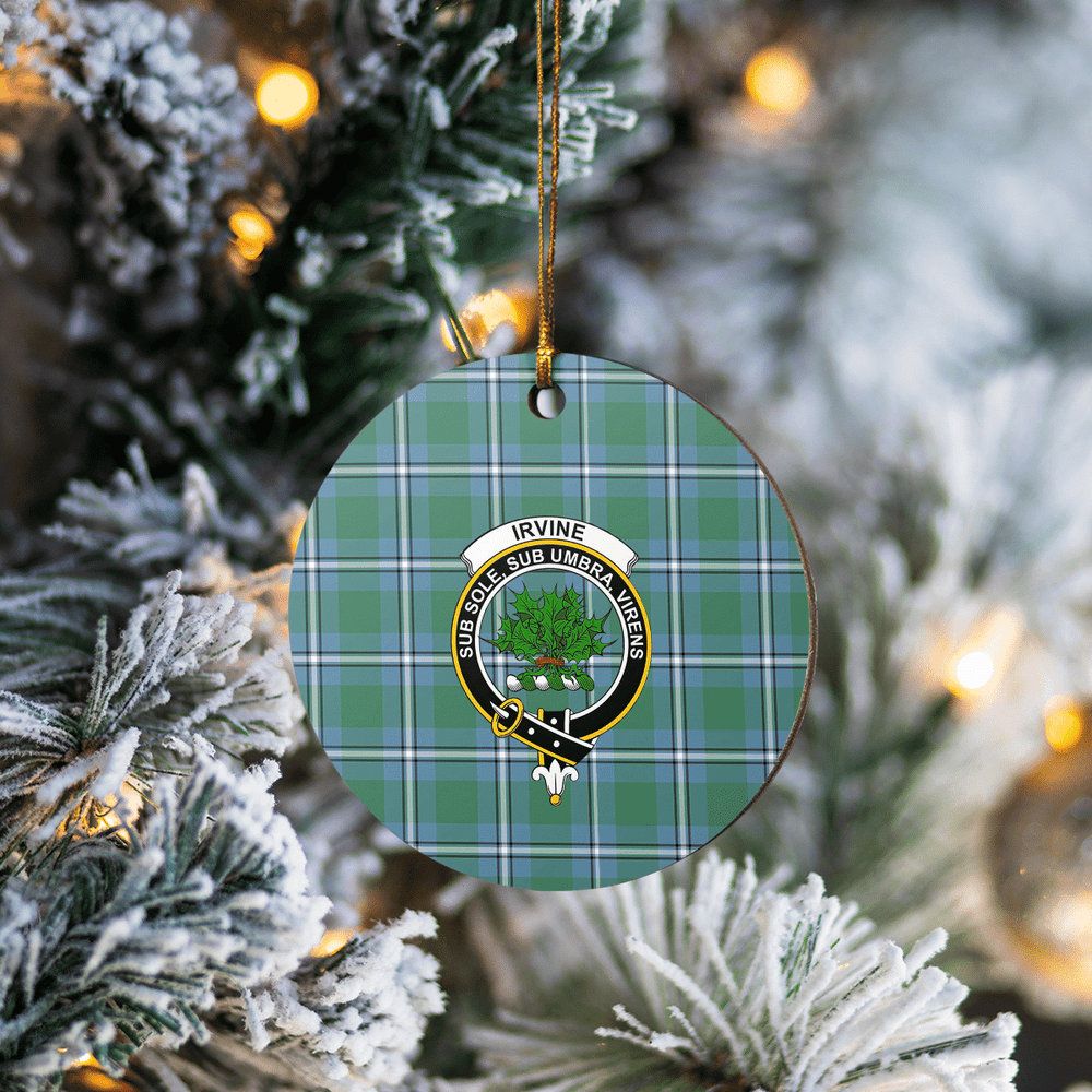 Clan Irvine Tartan Crest Round Ceramic Ornament YJ84 Irvine Tartan Tartan Christmas