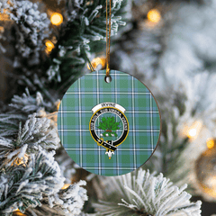 Clan Irvine Tartan Crest Round Ceramic Ornament YJ84 Irvine Tartan Tartan Christmas