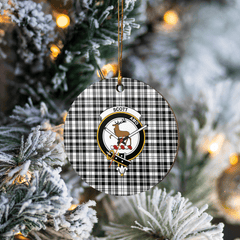 Clan Scott Black & White Modern Tartan Crest Round Ceramic Ornament CI81 Scott Black & White Modern Tartan Tartan Christmas