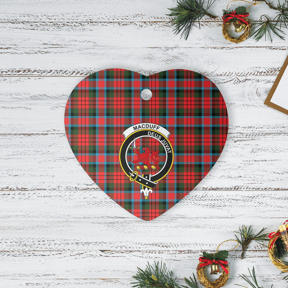 Clan MacDuff Modern Tartan Crest Heart Ceramic Ornament MJ41 MacDuff Modern Tartan Tartan Christmas