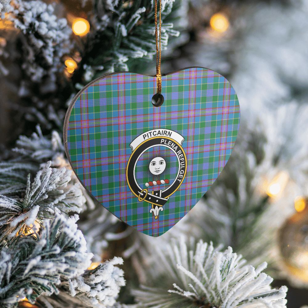 Clan Pitcairn Hunting Tartan Crest Heart Ceramic Ornament OA69 Pitcairn Hunting Tartan Tartan Christmas
