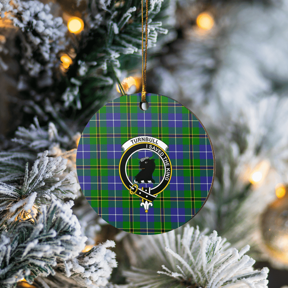 Clan Turnbull Hunting Tartan Crest Round Ceramic Ornament ES91 Turnbull Hunting Tartan Tartan Christmas