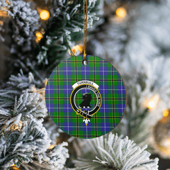 Clan Turnbull Hunting Tartan Crest Round Ceramic Ornament ES91 Turnbull Hunting Tartan Tartan Christmas
