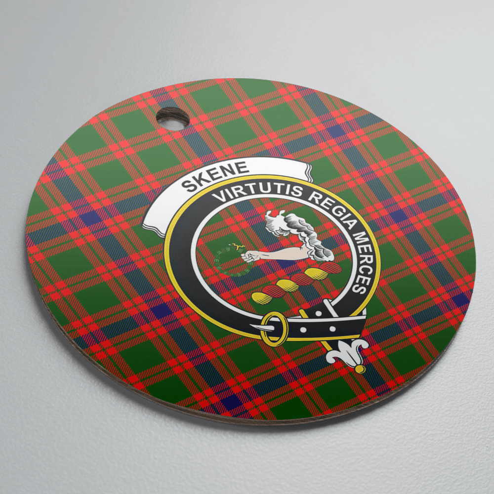Clan Skene Modern Tartan Crest Round Ceramic Ornament ZL85 Skene Modern Tartan Tartan Christmas