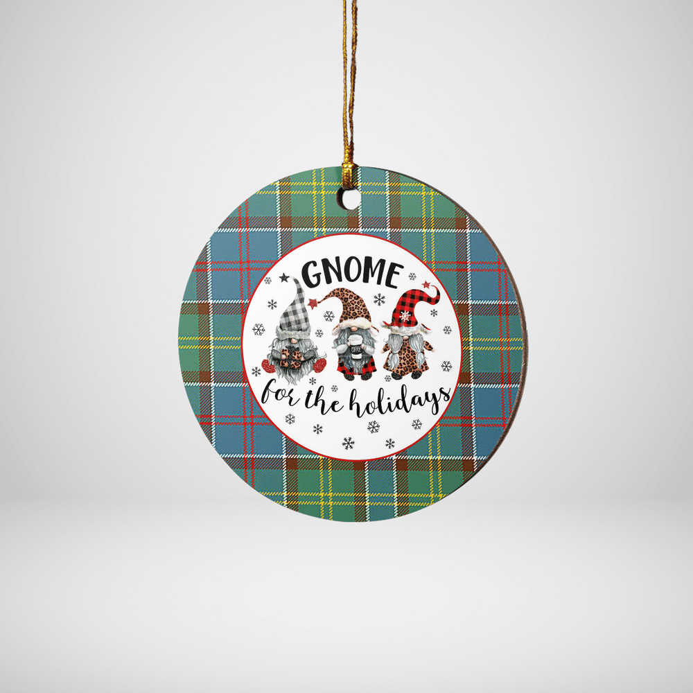 Clan Whitelaw Tartan Tartan Crest Gnome Round Ceramic Ornament PE30 Whitelaw Tartan Tartan Christmas