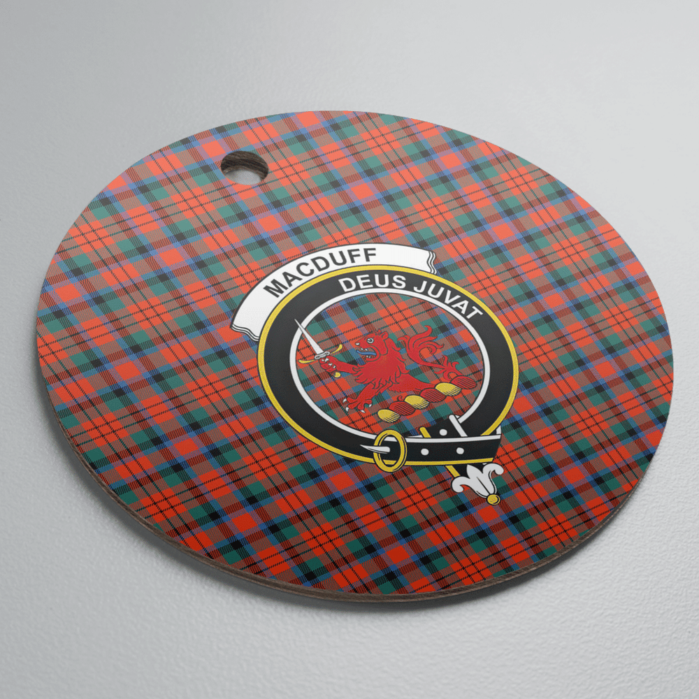 Clan MacDuff Ancient Tartan Crest Round Ceramic Ornament ZK51 MacDuff Ancient Tartan Tartan Christmas