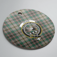 Clan Craig Ancient Tartan Crest Round Ceramic Ornament TR81 Craig Ancient Tartan Tartan Christmas