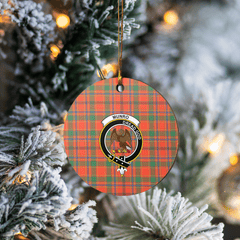 Clan Munro Ancient Tartan Crest Round Ceramic Ornament XA35 Munro Ancient Tartan Tartan Christmas