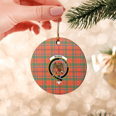 Clan Munro Ancient Tartan Crest Round Ceramic Ornament XA35 Munro Ancient Tartan Tartan Christmas