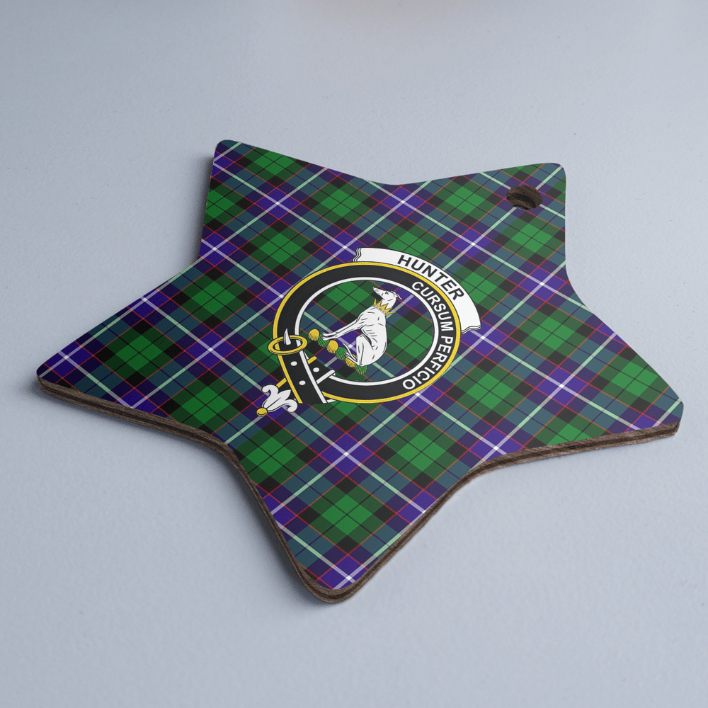 Clan Hunter Tartan Crest Star Ceramic Ornament NM43 Hunter Tartan Tartan Christmas
