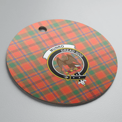 Clan Munro Ancient Tartan Crest Round Ceramic Ornament XA35 Munro Ancient Tartan Tartan Christmas