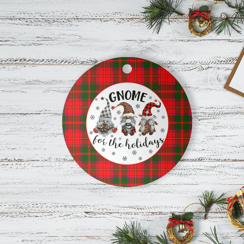 Clan Crief District Tartan Tartan Crest Gnome Round Ceramic Ornament US57 Crief District Tartan Tartan Christmas