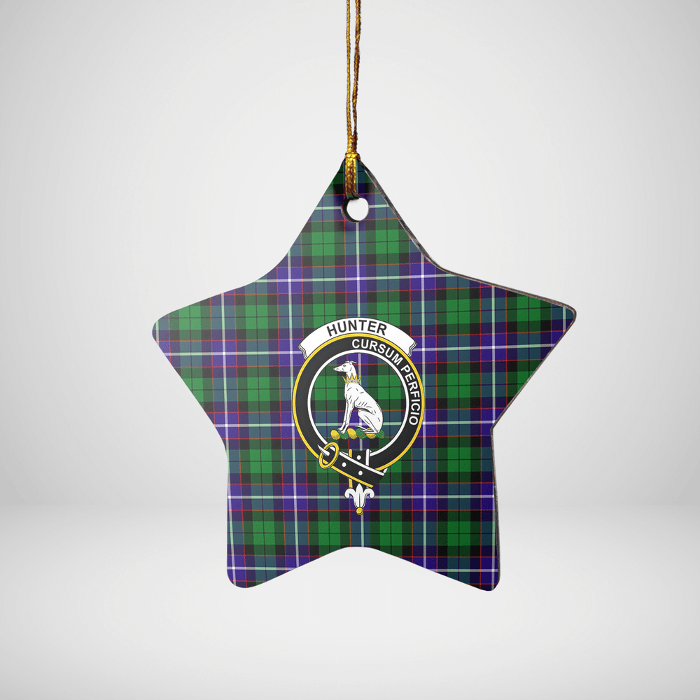Clan Hunter Tartan Crest Star Ceramic Ornament NM43 Hunter Tartan Tartan Christmas
