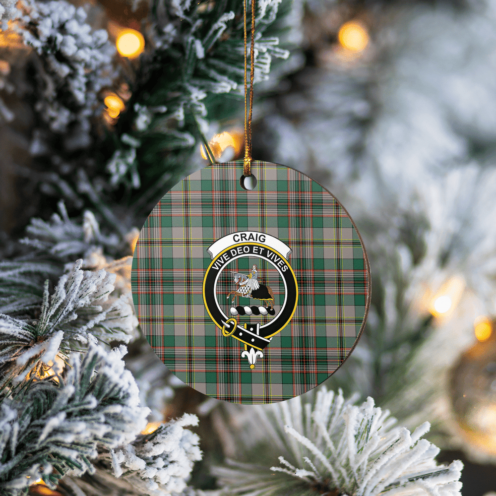 Clan Craig Ancient Tartan Crest Round Ceramic Ornament TR81 Craig Ancient Tartan Tartan Christmas