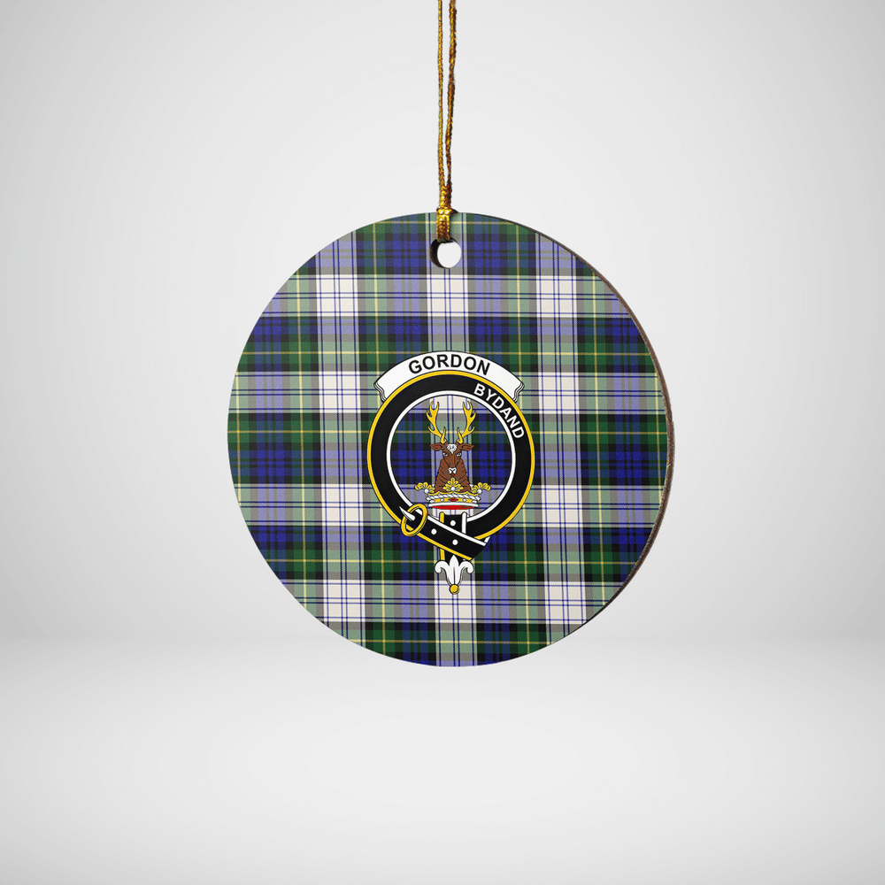 Clan Gordon Dress Modern Tartan Crest Round Ceramic Ornament CQ82 Gordon Dress Modern Tartan Tartan Christmas