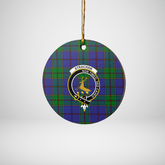 Clan Strachan Tartan Crest Round Ceramic Ornament NR11 Strachan Tartan Tartan Christmas
