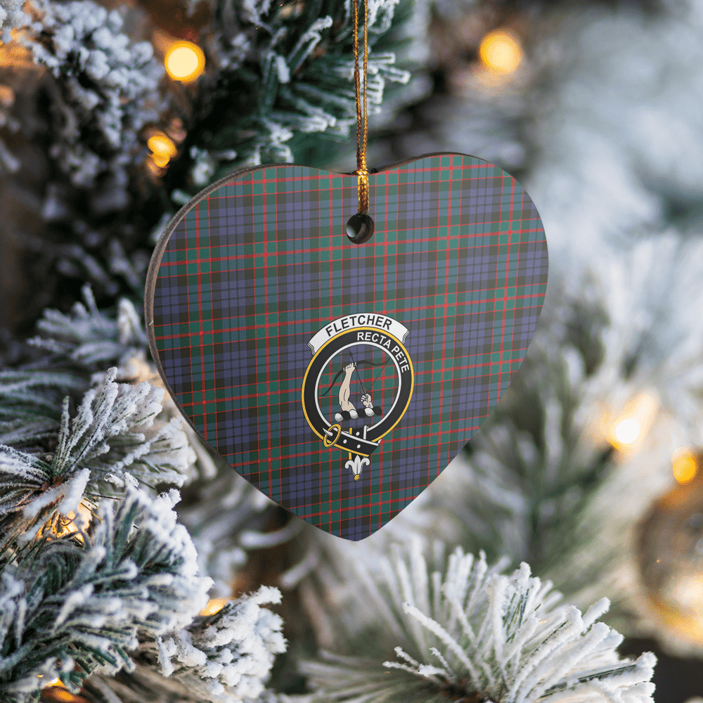 Clan Fletcher of Dunans Tartan Crest Heart Ceramic Ornament EP72 Fletcher of Dunans Tartan Tartan Christmas