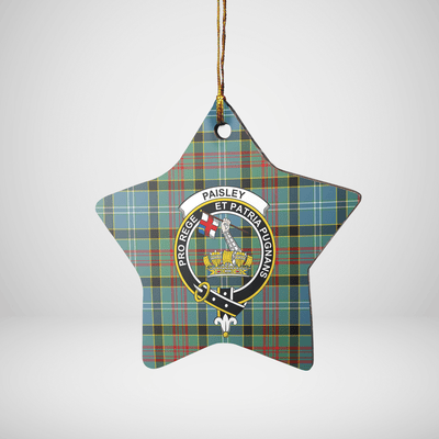 Clan Paisley District Tartan Crest Star Ceramic Ornament