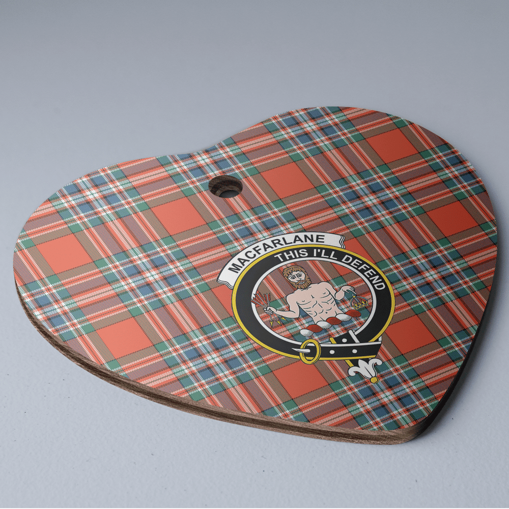 Clan MacFarlane Ancient Tartan Crest Heart Ceramic Ornament EM80 MacFarlane Ancient Tartan Tartan Christmas