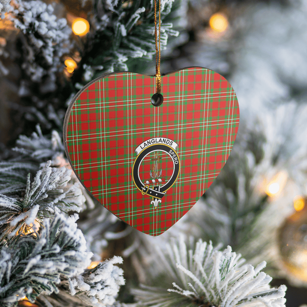 Clan Langlands Tartan Crest Heart Ceramic Ornament QM11 Langlands Tartan Tartan Christmas