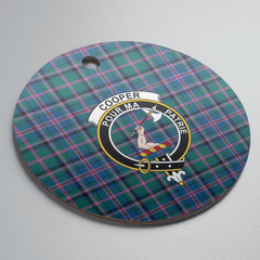 Clan Cooper Ancient Tartan Crest Round Ceramic Ornament JD89 Cooper Ancient Tartan Tartan Christmas