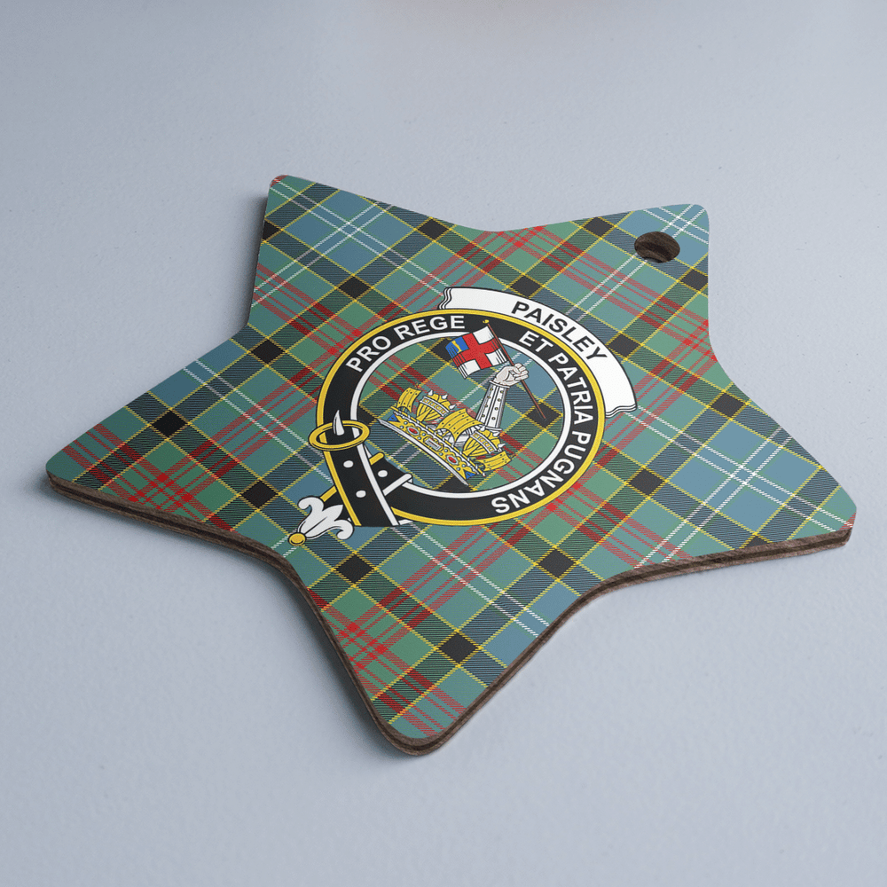 Clan Paisley District Tartan Crest Star Ceramic Ornament DN21 Paisley District Tartan Tartan Christmas
