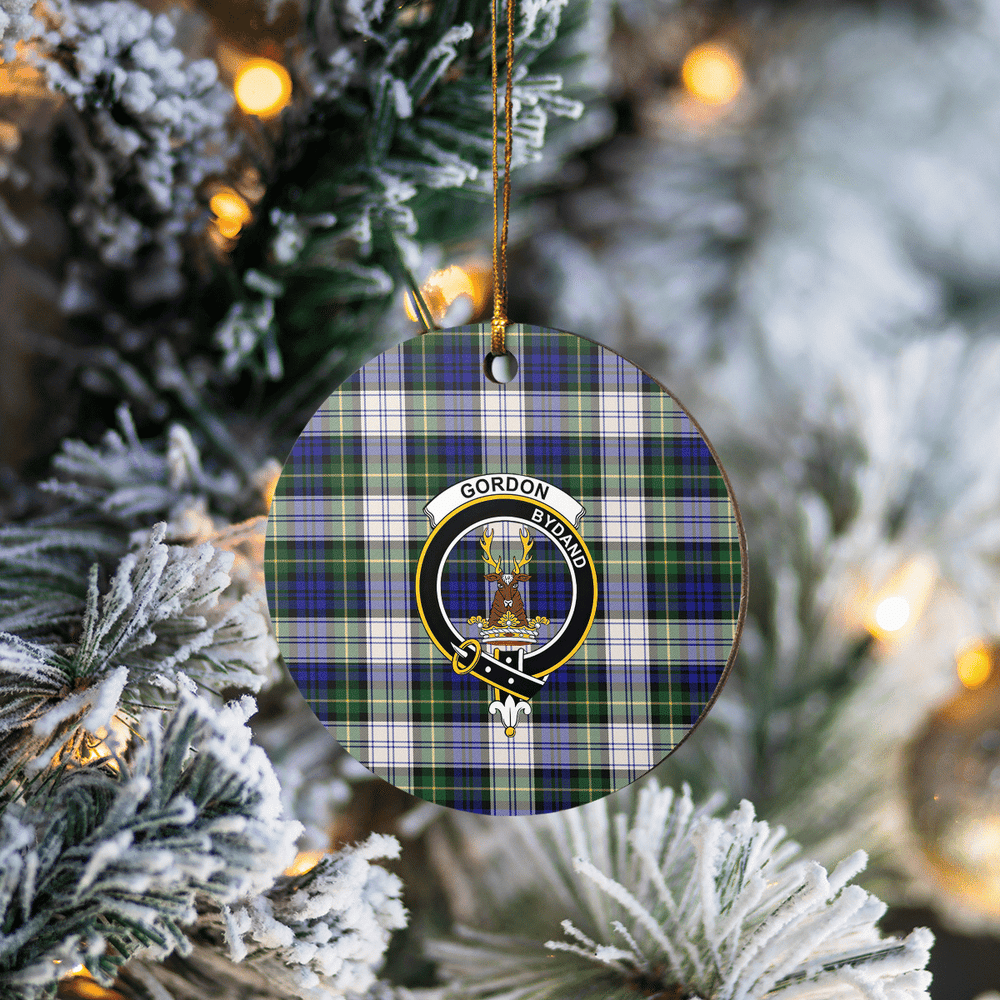 Clan Gordon Dress Modern Tartan Crest Round Ceramic Ornament CQ82 Gordon Dress Modern Tartan Tartan Christmas