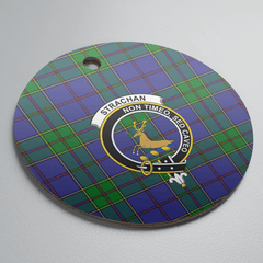Clan Strachan Tartan Crest Round Ceramic Ornament NR11 Strachan Tartan Tartan Christmas