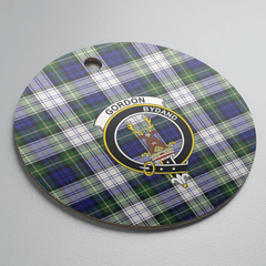 Clan Gordon Dress Modern Tartan Crest Round Ceramic Ornament CQ82 Gordon Dress Modern Tartan Tartan Christmas