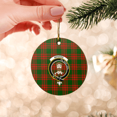 Clan Menzies Green Modern Tartan Crest Round Ceramic Ornament HK97 Menzies Green Modern Tartan Tartan Christmas