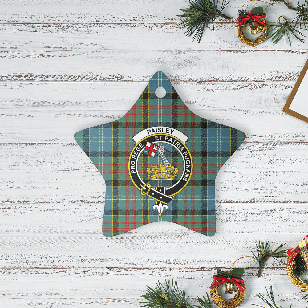 Clan Paisley District Tartan Crest Star Ceramic Ornament DN21 Paisley District Tartan Tartan Christmas