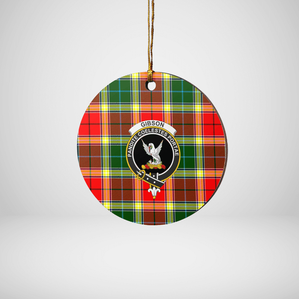 Clan Gibbs Tartan Crest Round Ceramic Ornament PQ15 Gibbs Tartan Tartan Christmas