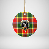 Clan Gibbs Tartan Crest Round Ceramic Ornament PQ15 Gibbs Tartan Tartan Christmas