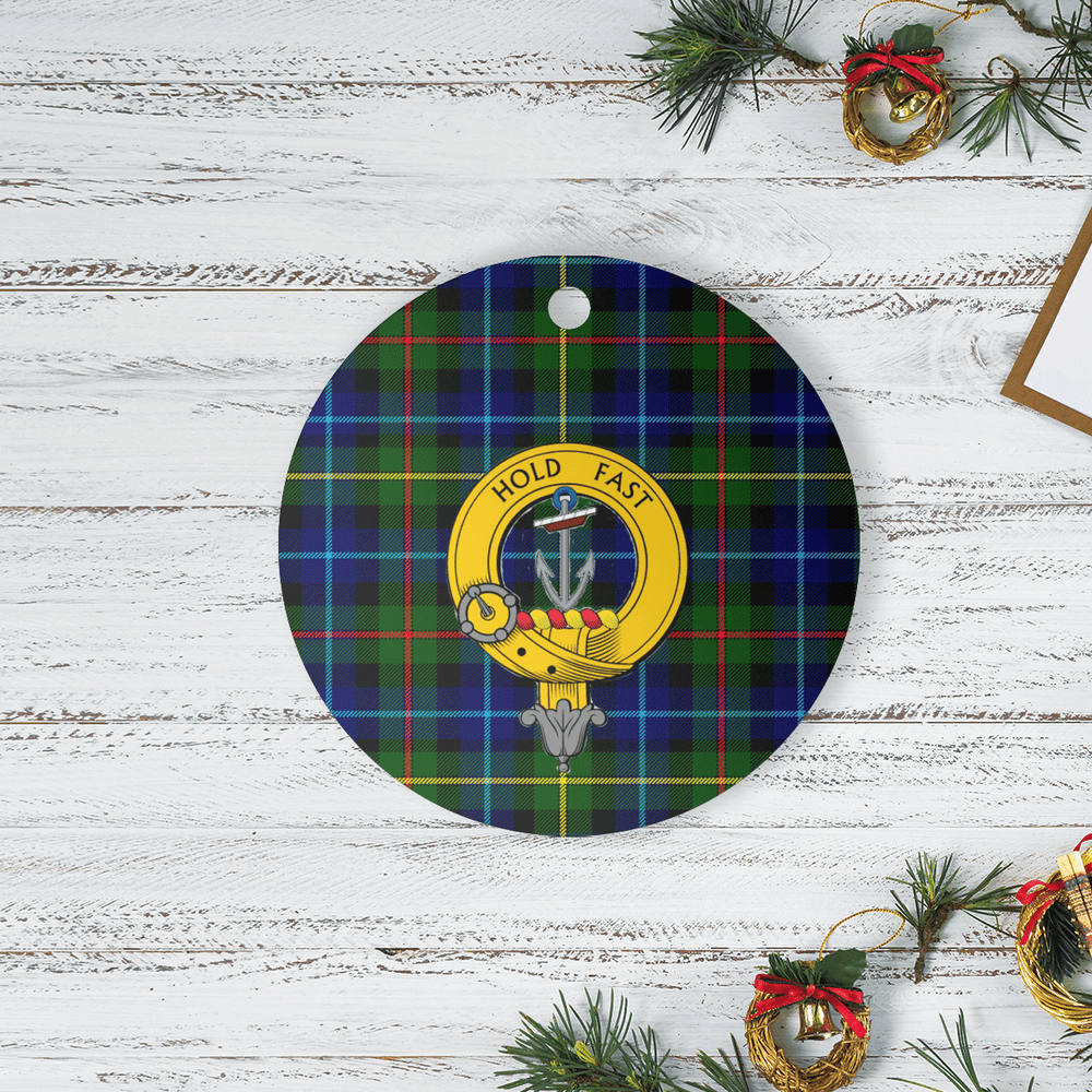 Clan Smith Modern Tartan Crest Round Ceramic Ornament JX37 Smith Modern Tartan Tartan Christmas