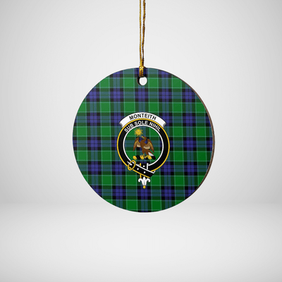 Clan Monteith Tartan Crest Round Ceramic Ornament